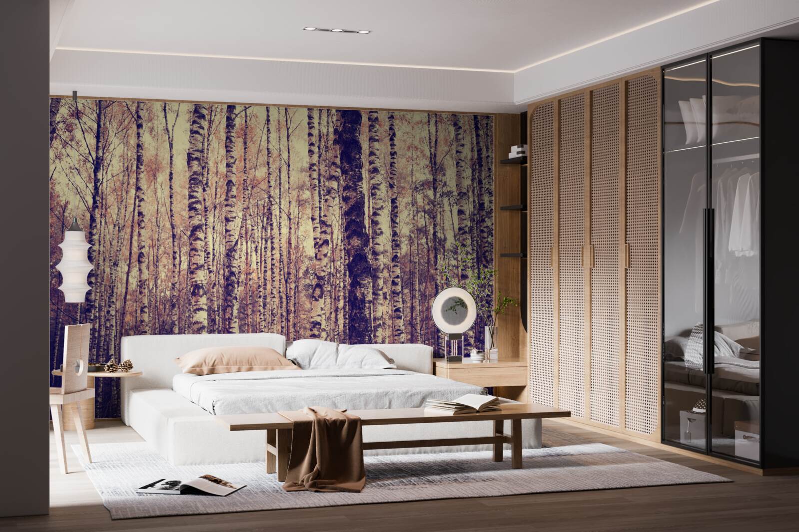 Papier peint élégant birch grove