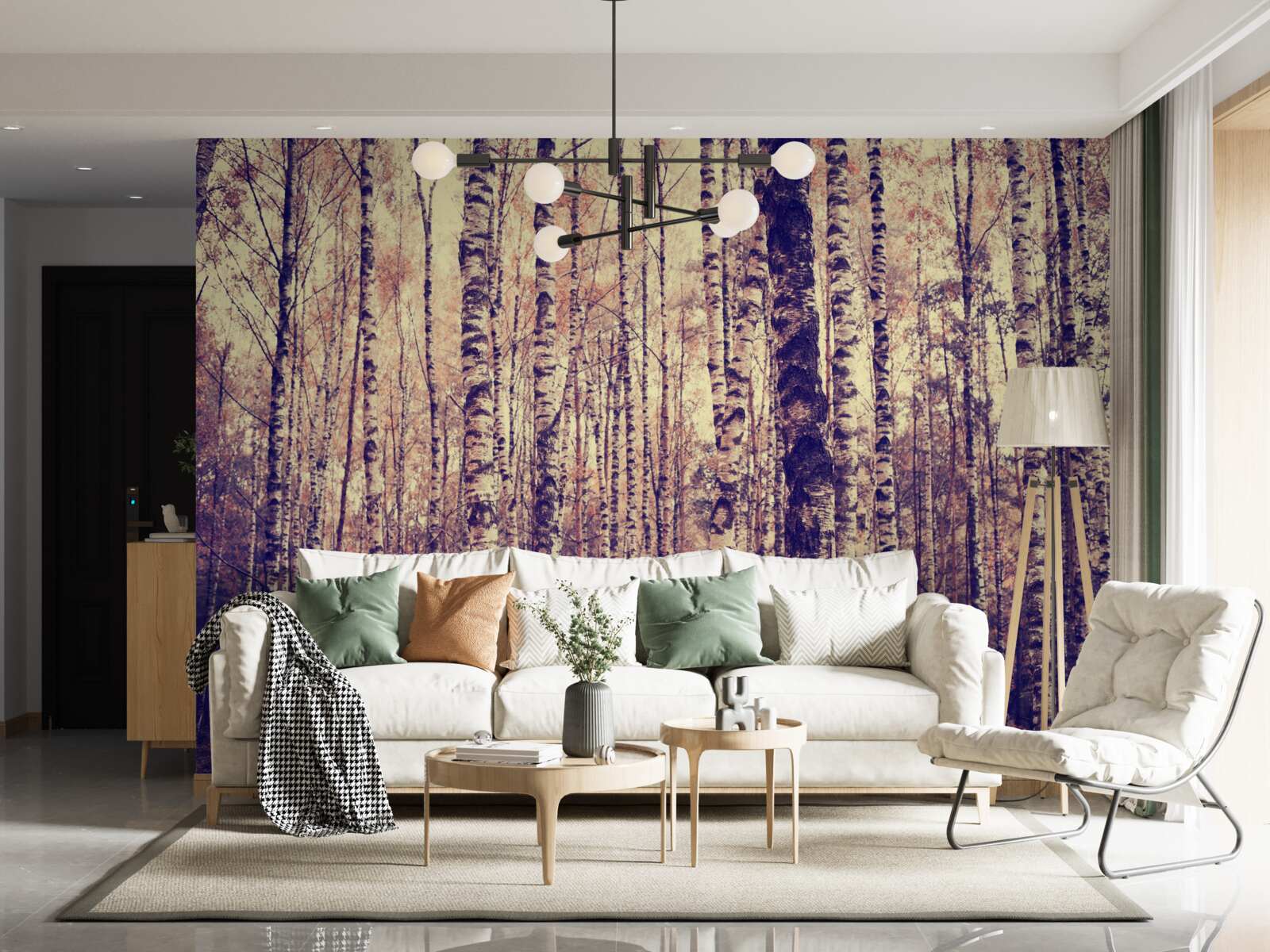 Papier peint élégant birch grove