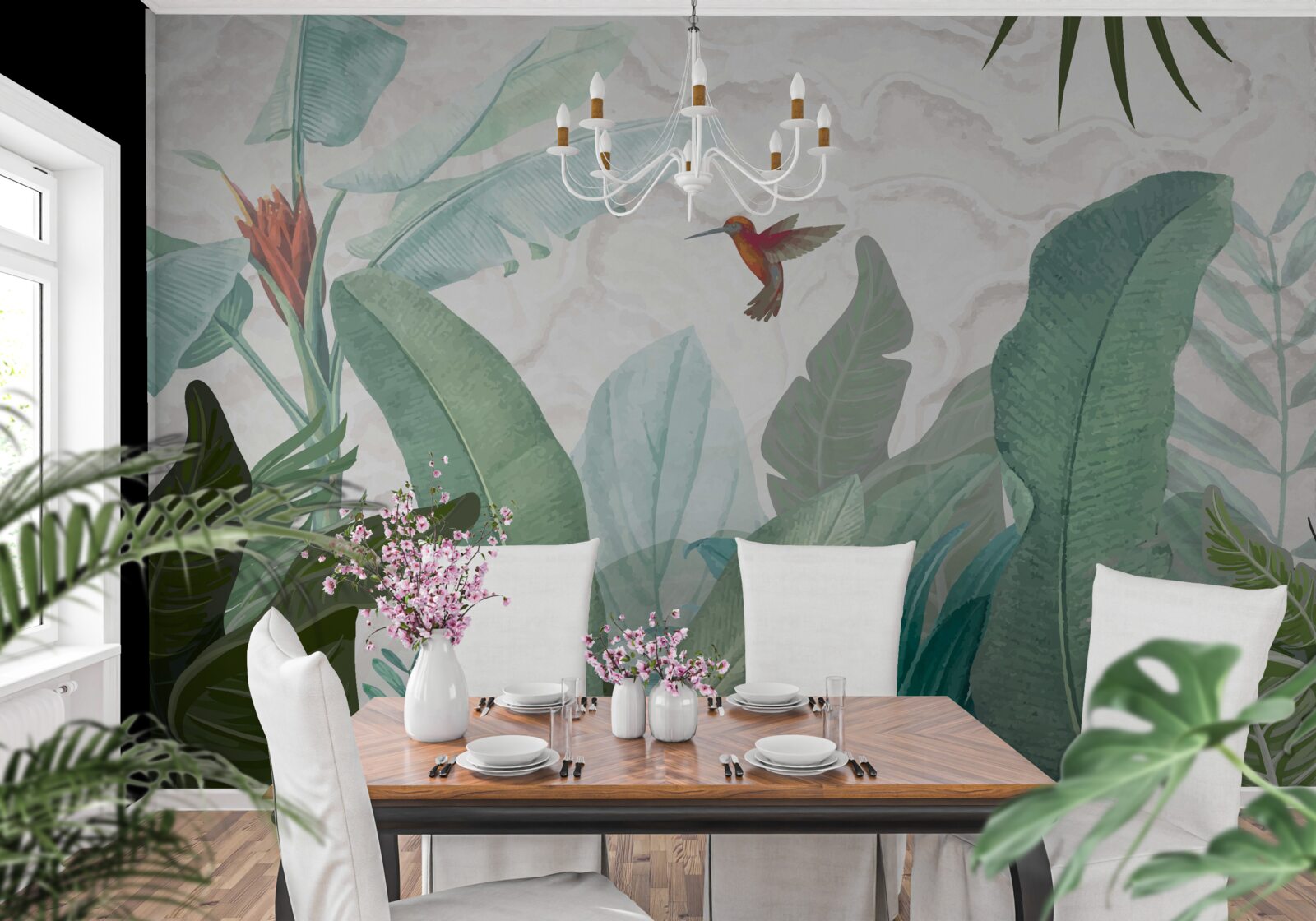 Papier peint colibri à la recherche d'un nectar sucré