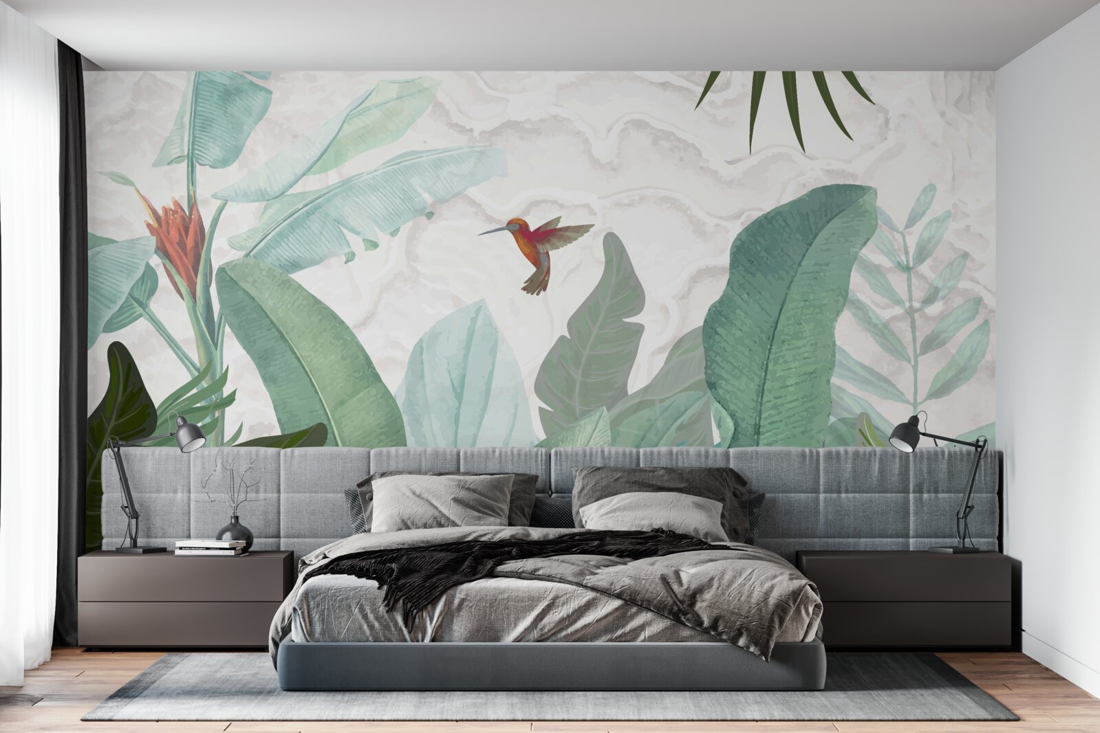 Papier peint colibri à la recherche d'un nectar sucré