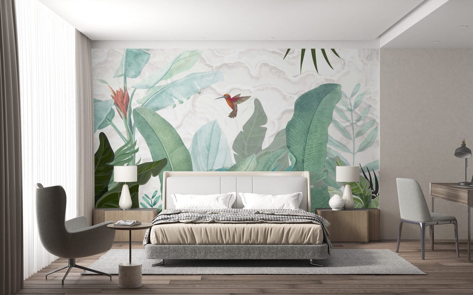 Papier peint colibri à la recherche d'un nectar sucré