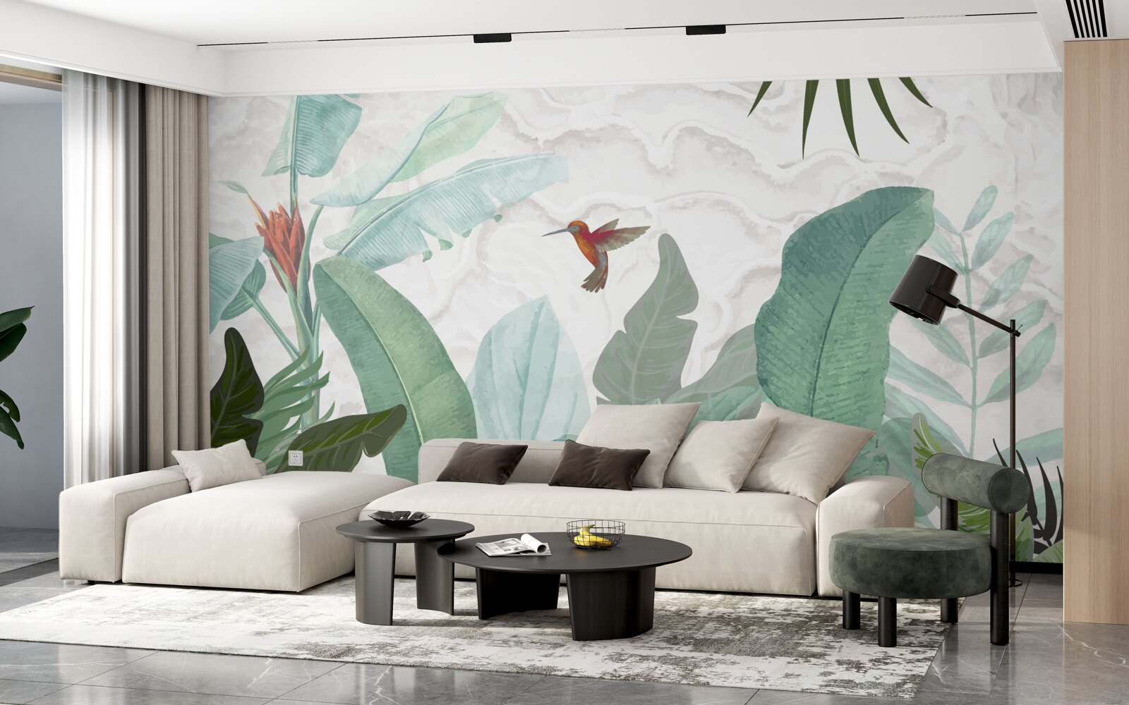 Papier peint colibri à la recherche d'un nectar sucré