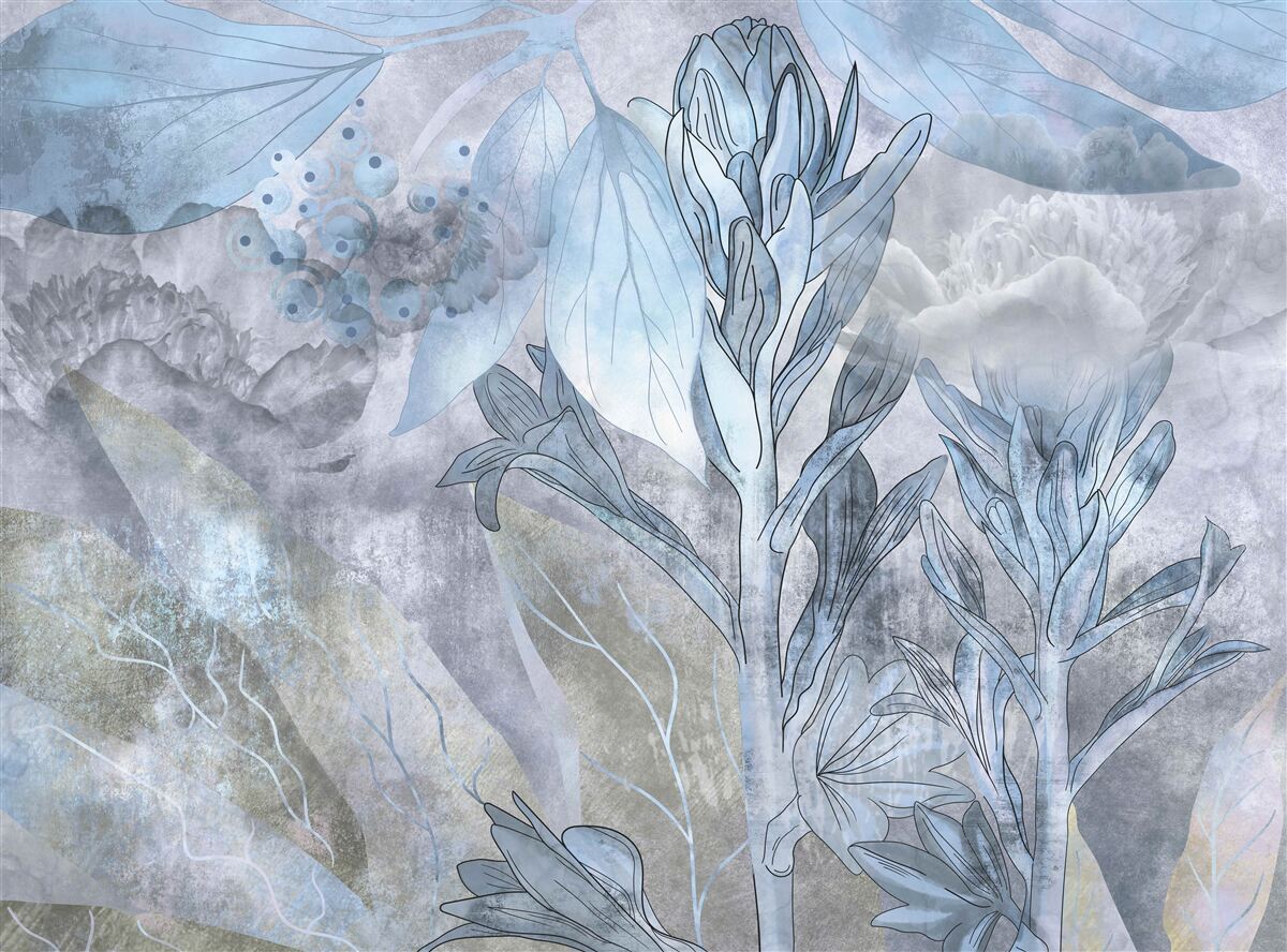 Papier peint bourgeons entre les feuilles à l'aube