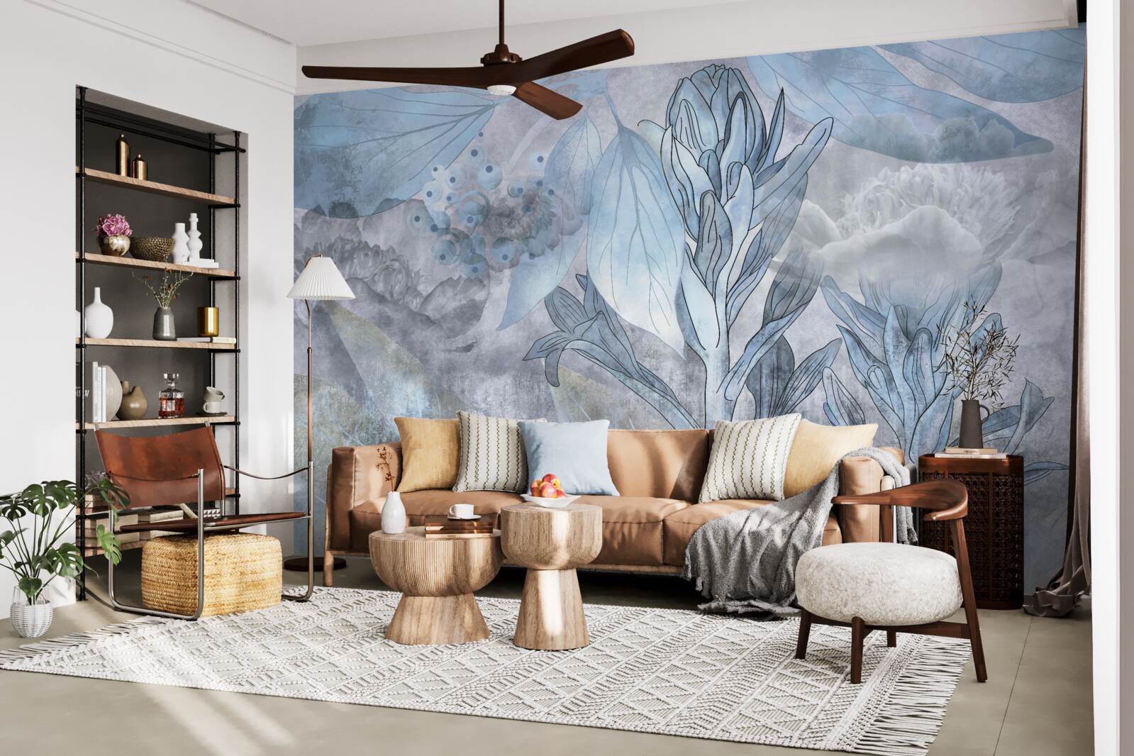 Papier peint bourgeons entre les feuilles à l'aube