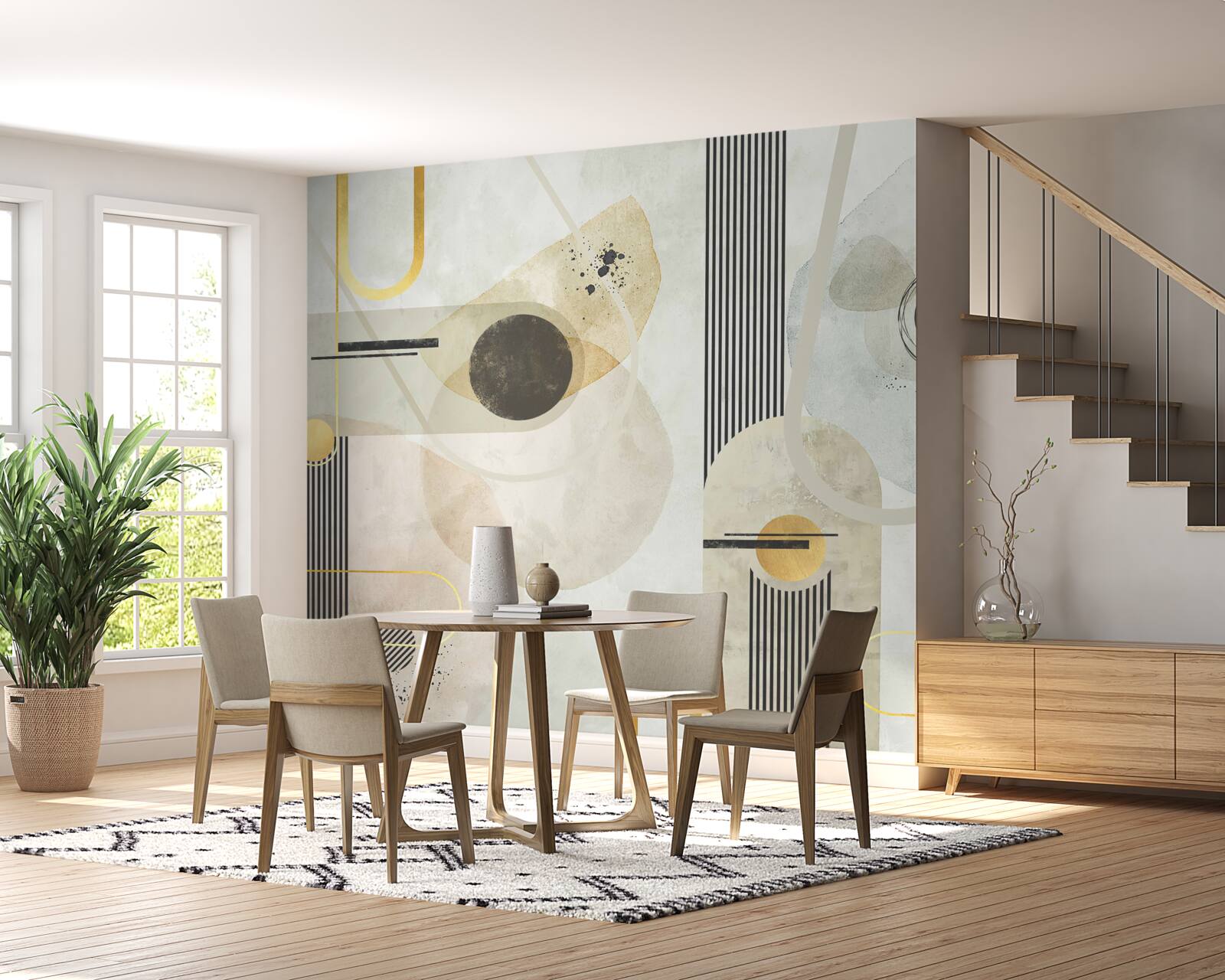 Papier peint formes et lignes abstraites verticales