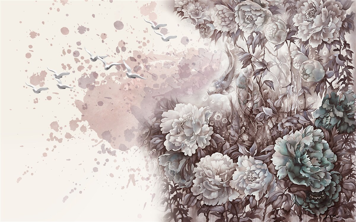 Papier peint les plantes à fleurs s'agitent dans les rafales de vent