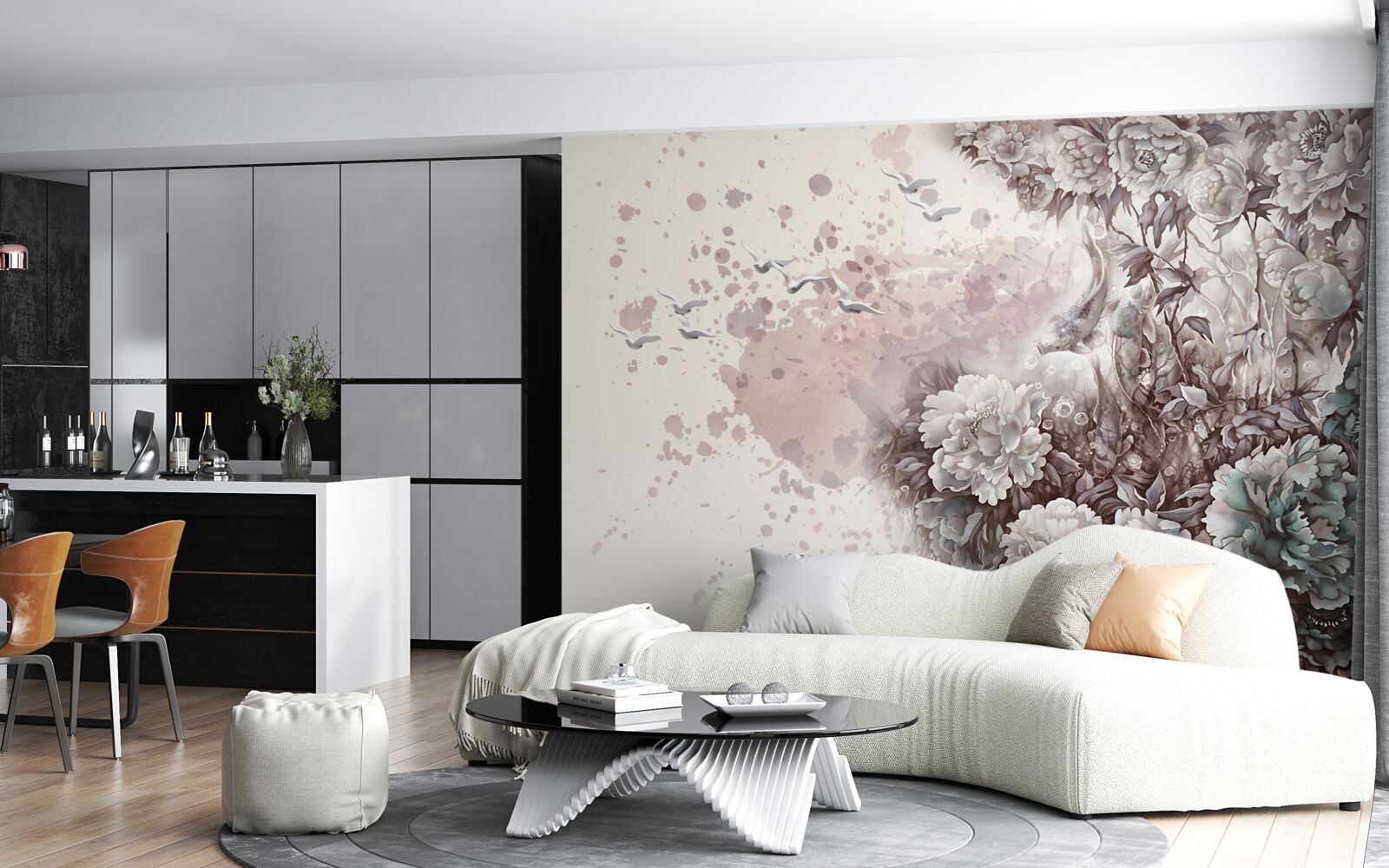 Papier peint les plantes à fleurs s'agitent dans les rafales de vent