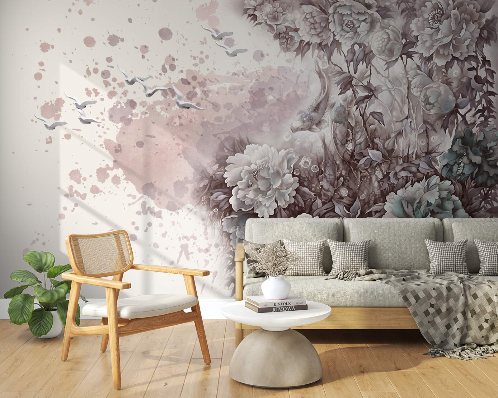 Papier peint les plantes à fleurs s'agitent dans les rafales de vent