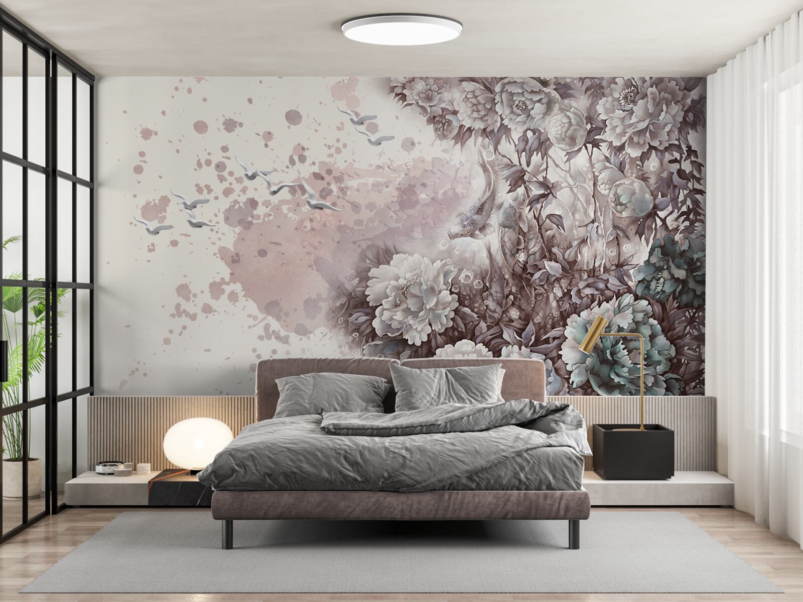 Papier peint les plantes à fleurs s'agitent dans les rafales de vent