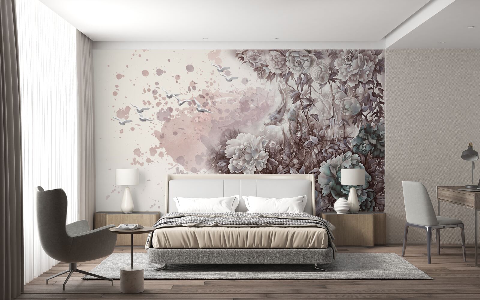 Papier peint les plantes à fleurs s'agitent dans les rafales de vent