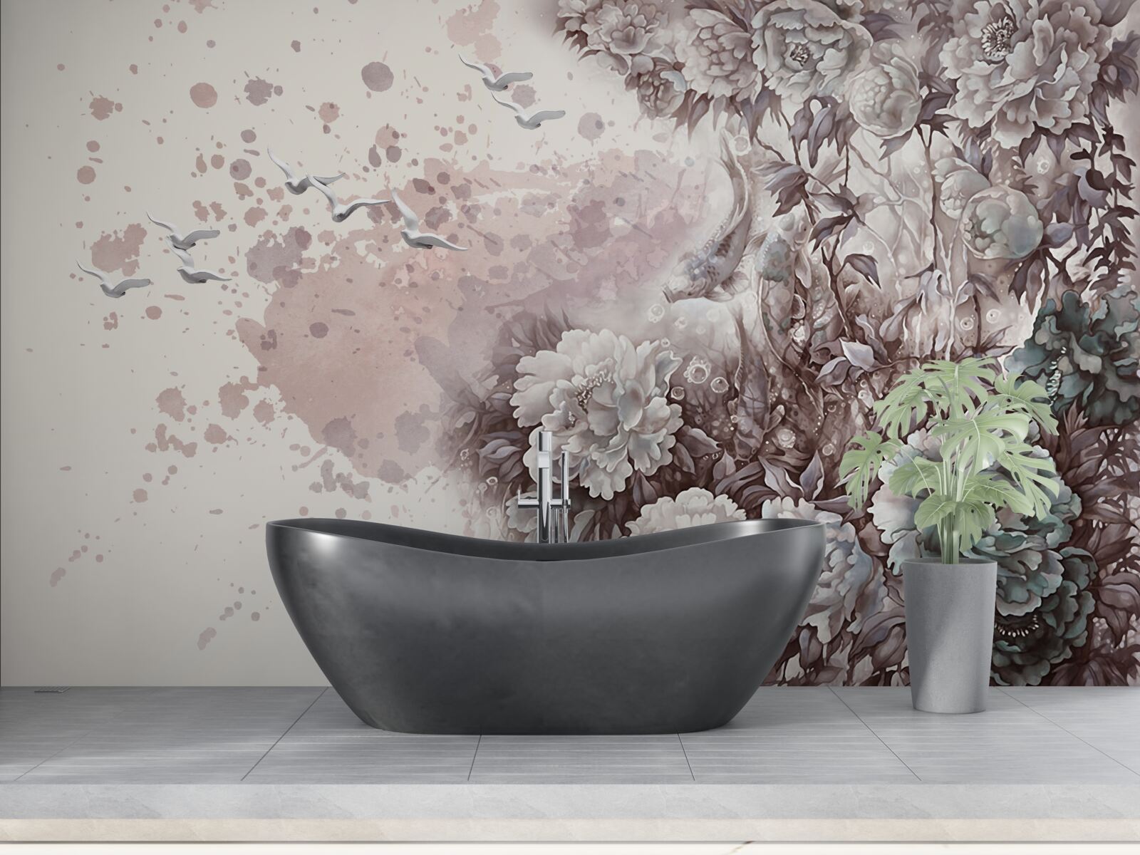 Papier peint les plantes à fleurs s'agitent dans les rafales de vent