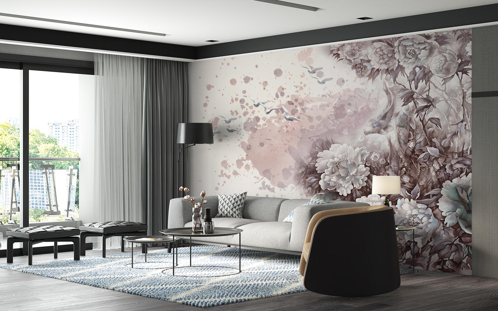 Papier peint les plantes à fleurs s'agitent dans les rafales de vent