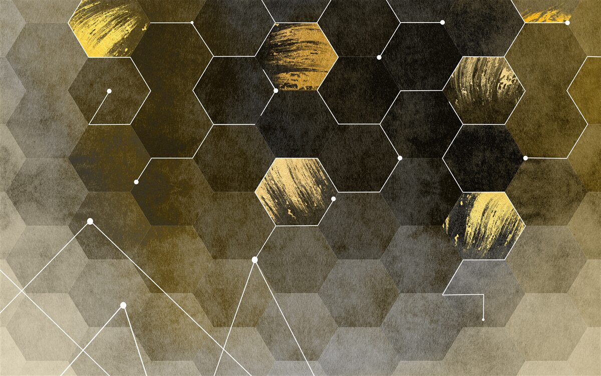 Papier peint oiseaux dorés dans le ciel nocturne