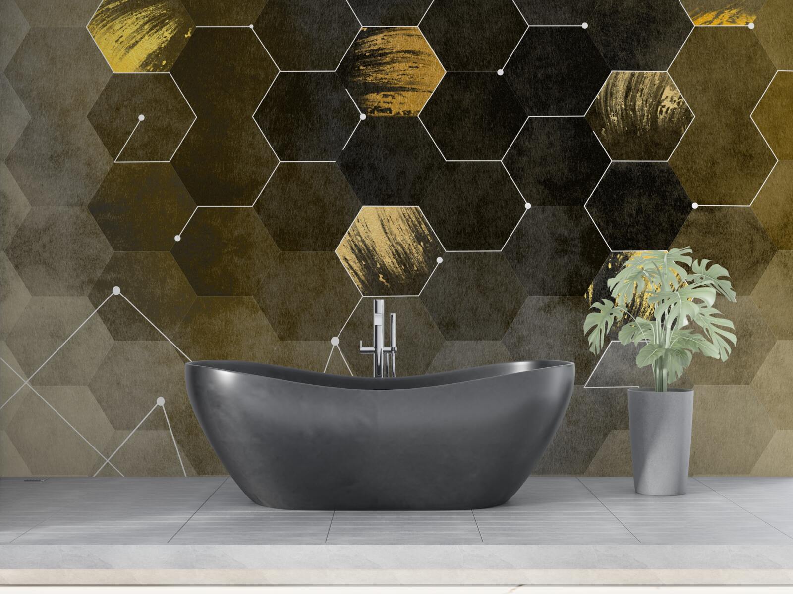 Papier peint oiseaux dorés dans le ciel nocturne