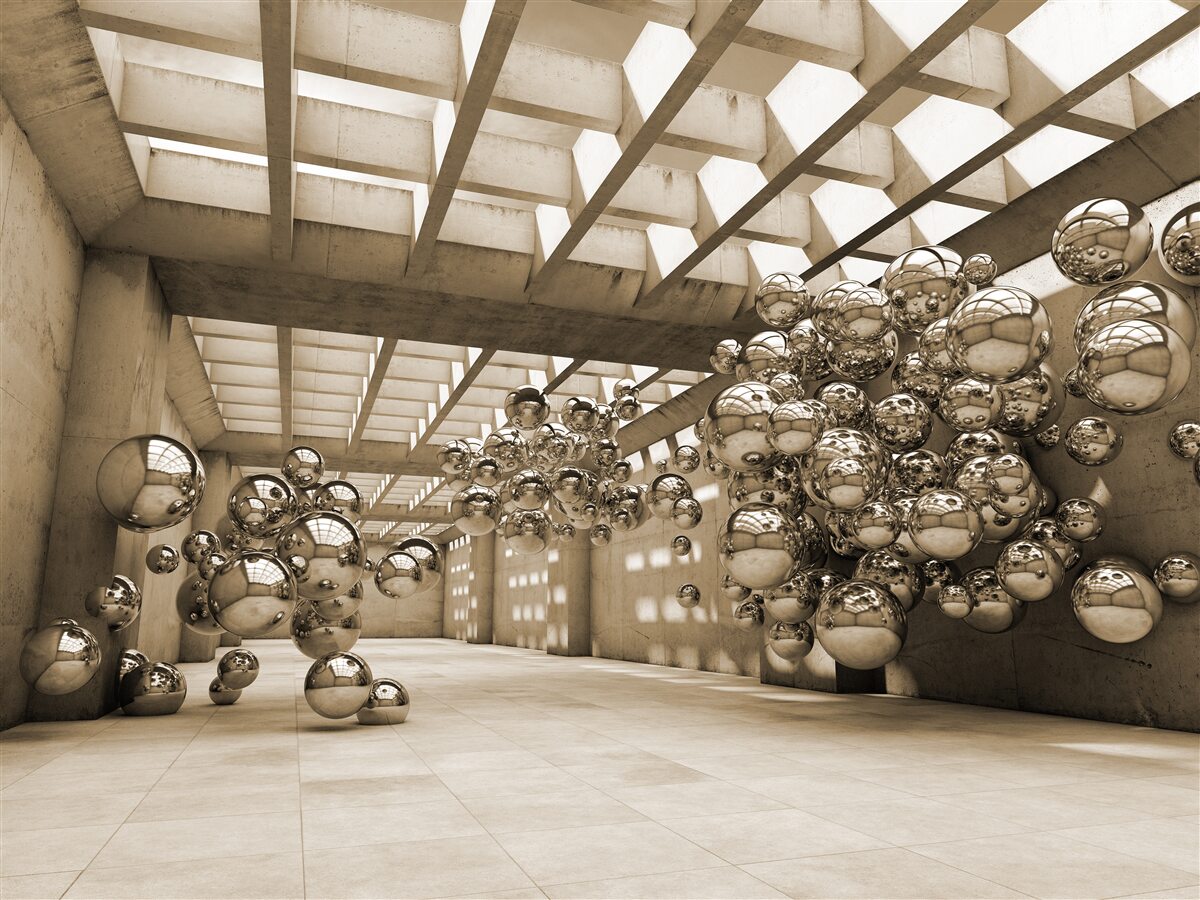 Papier peint chambre avec boules brunes