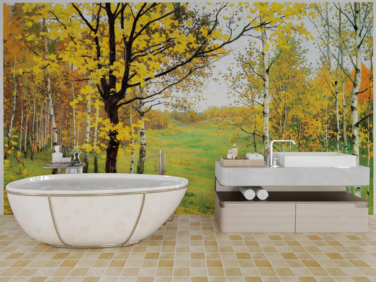 Papier peint La forêt d'automne se pare de teintes étonnantes