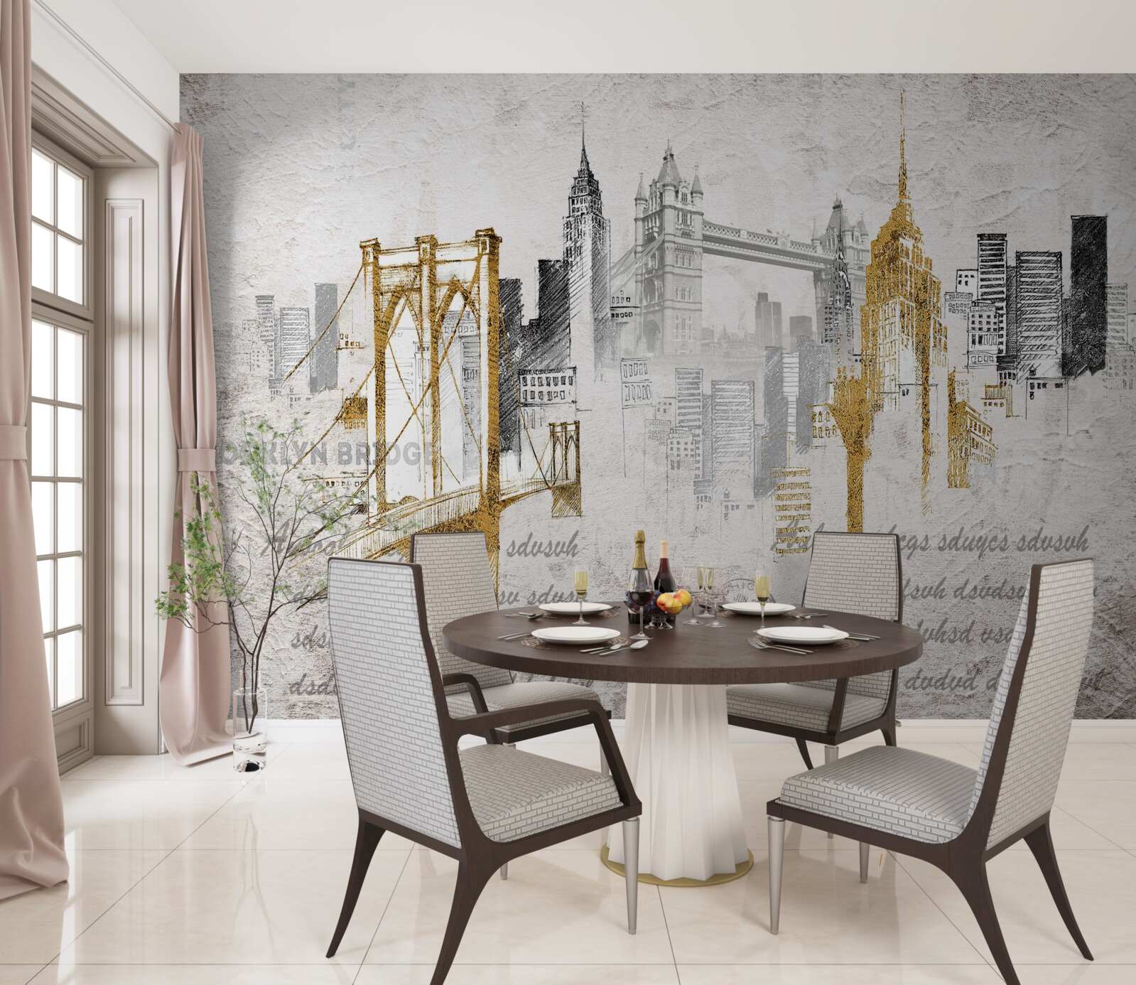 Papier peint abstrait new york en style vintage