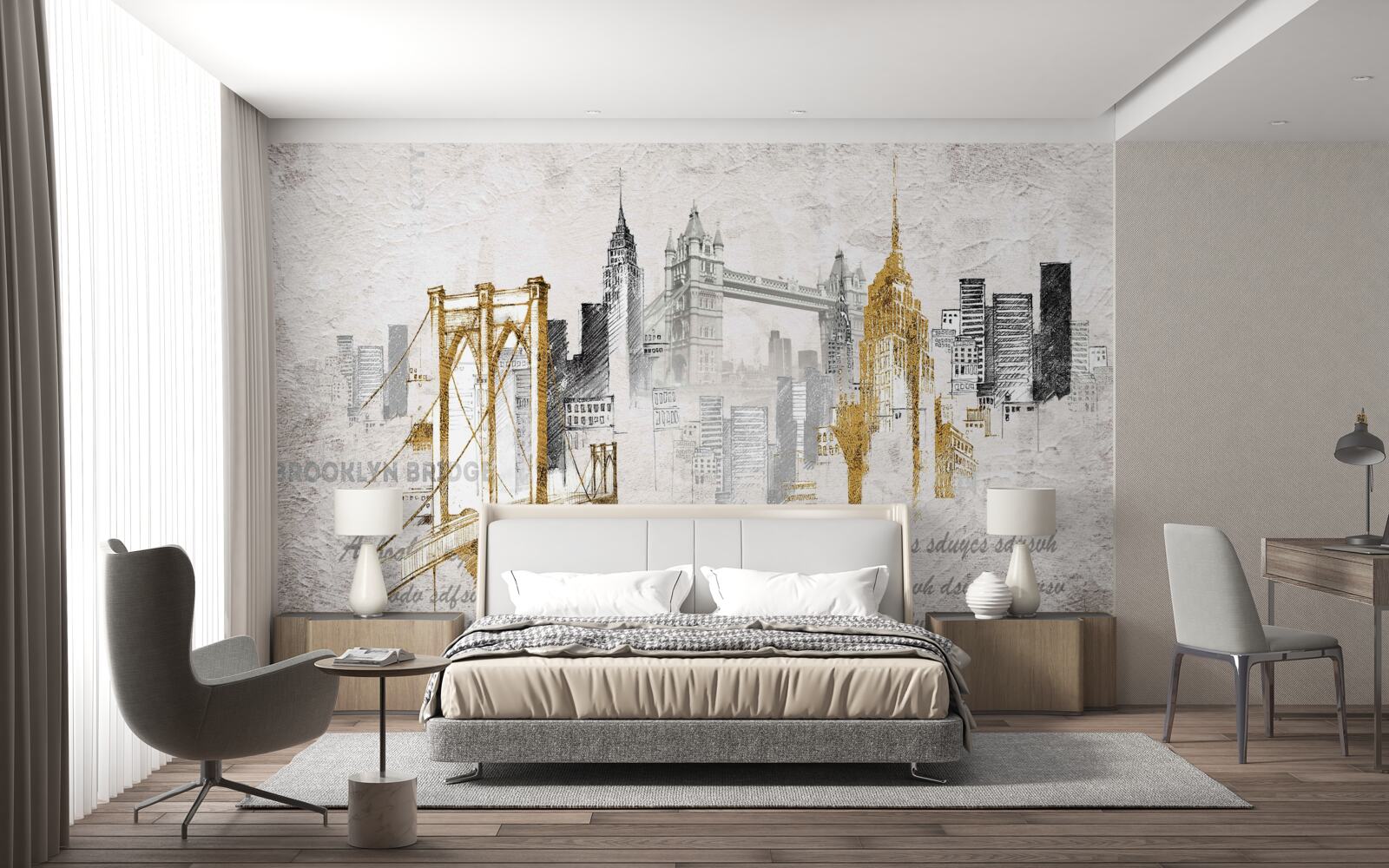 Papier peint abstrait new york en style vintage