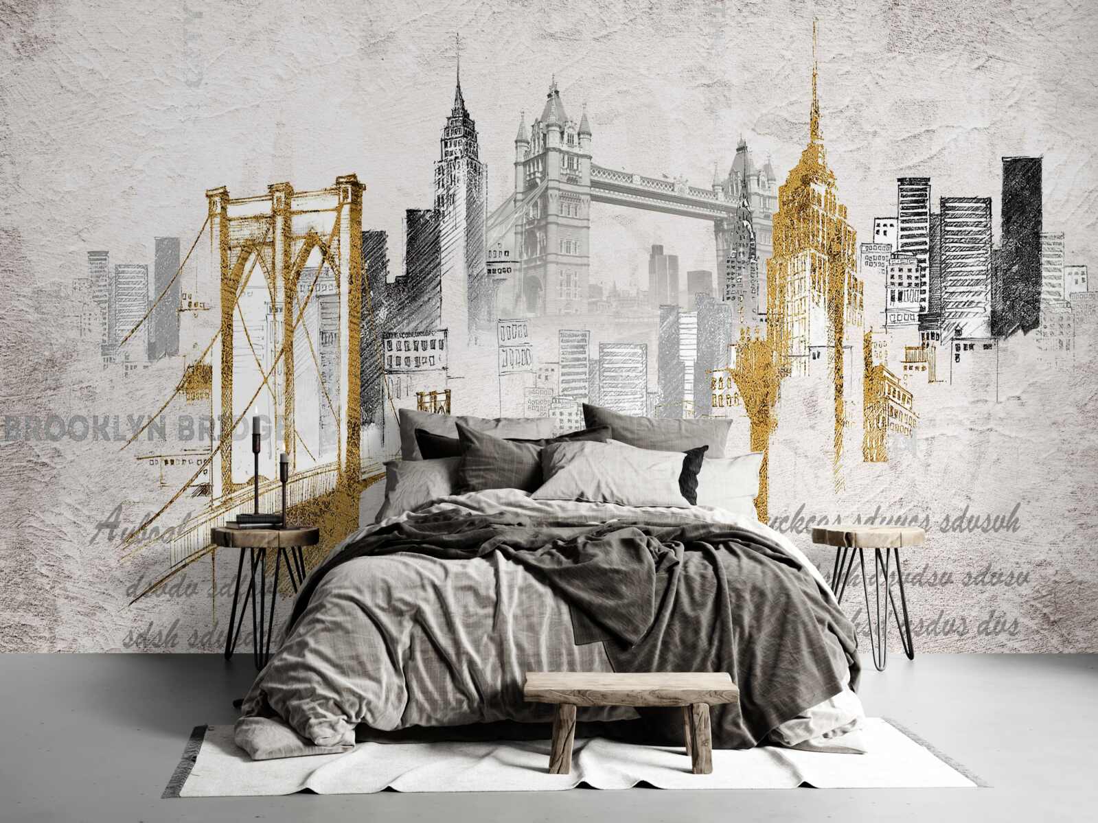 Papier peint abstrait new york en style vintage