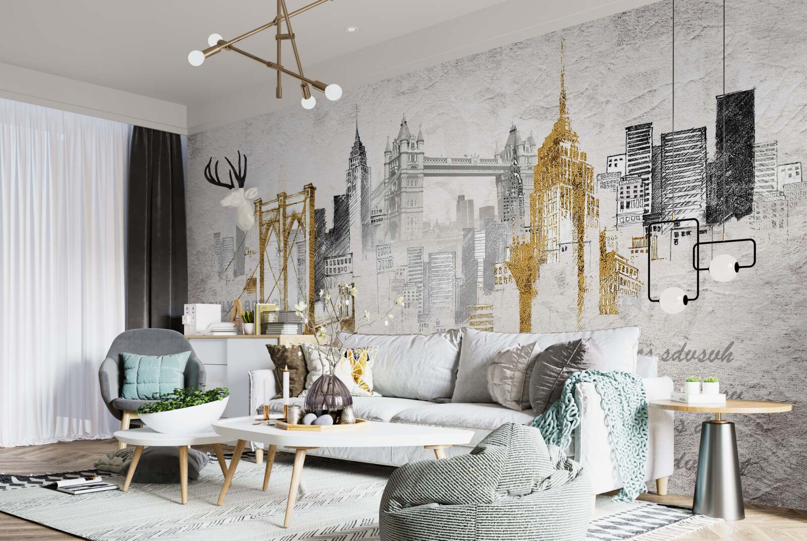 Papier peint abstrait new york en style vintage