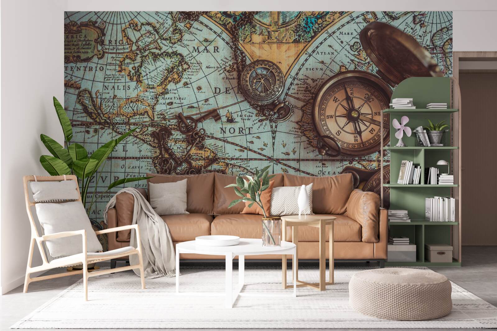 Papier peint Les boussoles du passé sur la carte