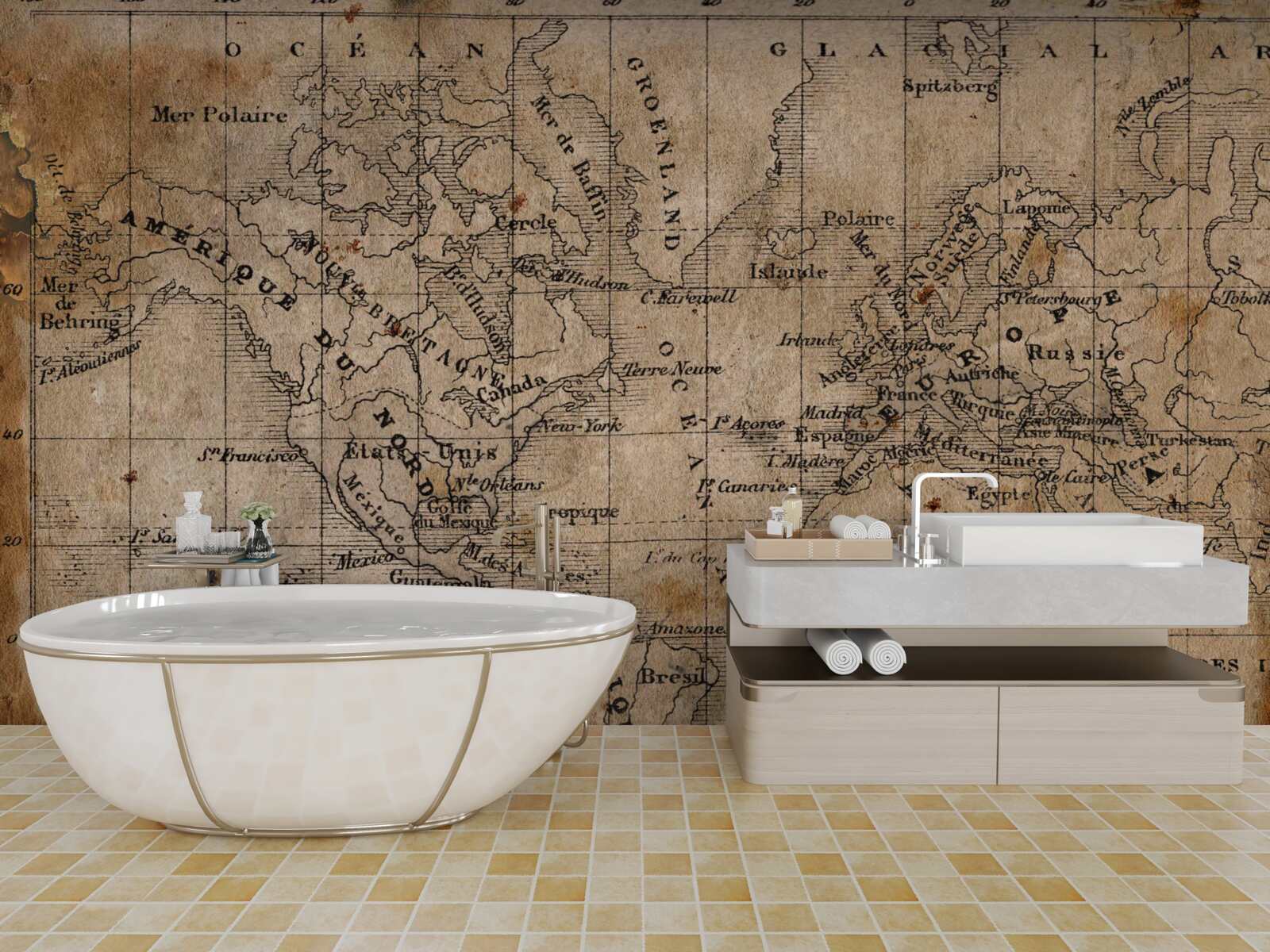 Papier peint fragment de cartographie ancienne