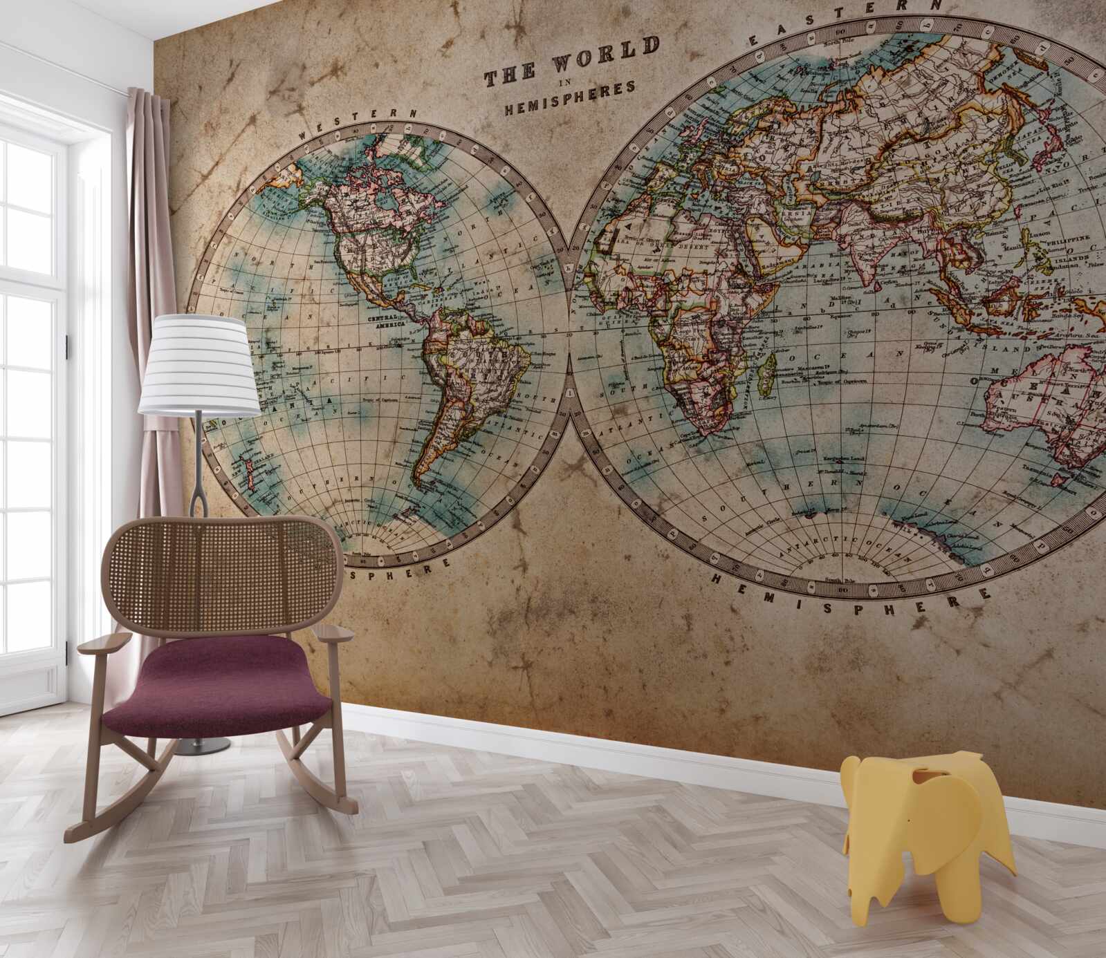 Papier peint atlas géographique ancien en deux volumes