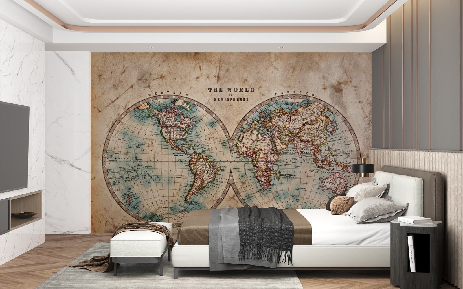 Papier peint atlas géographique ancien en deux volumes