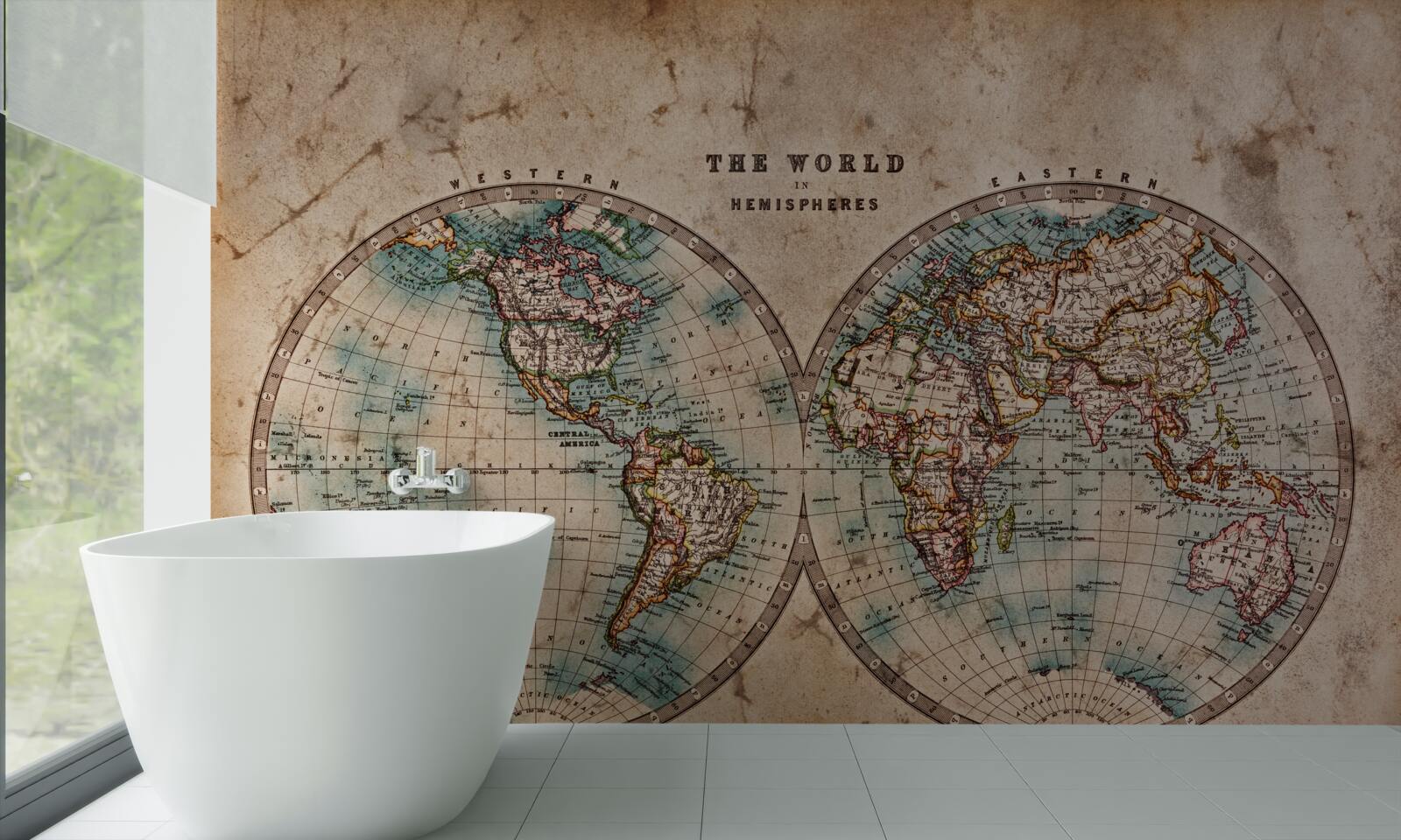 Papier peint atlas géographique ancien en deux volumes