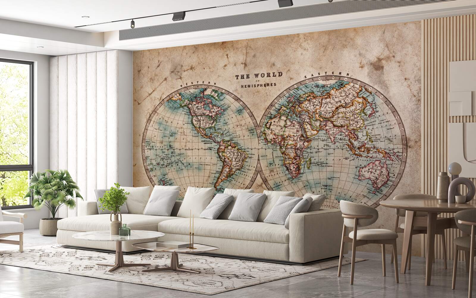 Papier peint atlas géographique ancien en deux volumes