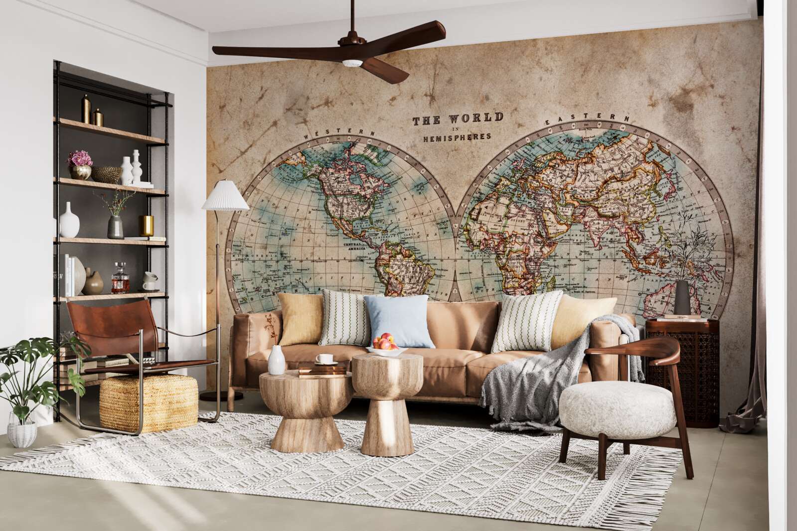 Papier peint atlas géographique ancien en deux volumes