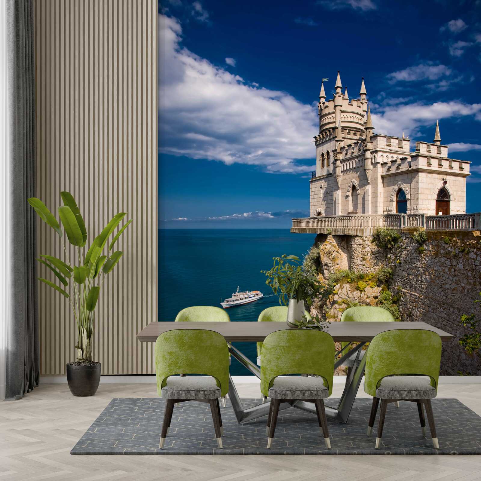 Papier peint forteresse au bord d'une falaise maritime