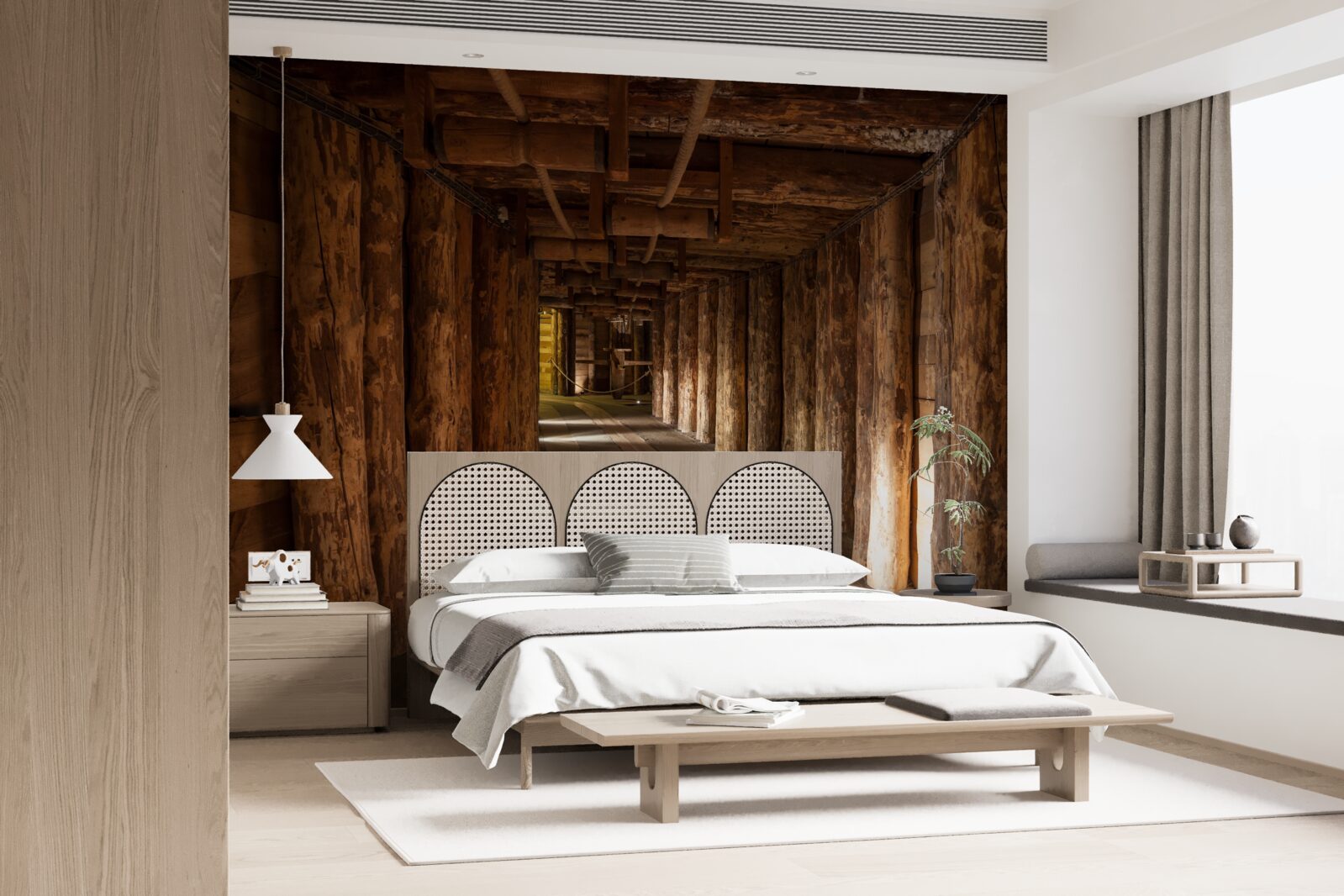 Papier peint tunnel souterrain en bois