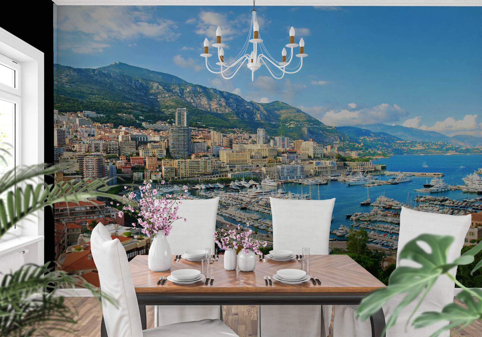 Papier peint Monaco est une baie où se rassemblent de nombreux yachts