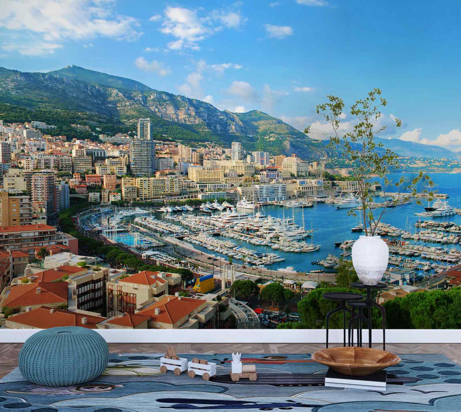 Papier peint Monaco est une baie où se rassemblent de nombreux yachts