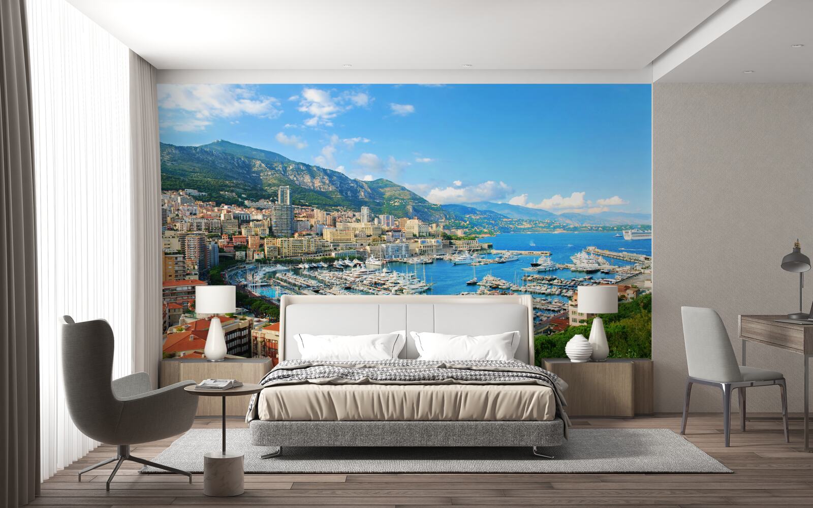 Papier peint Monaco est une baie où se rassemblent de nombreux yachts