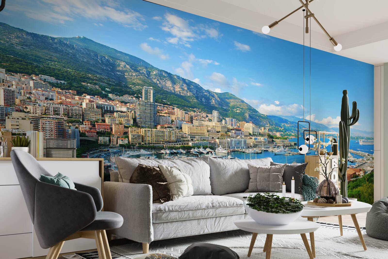 Papier peint Monaco est une baie où se rassemblent de nombreux yachts