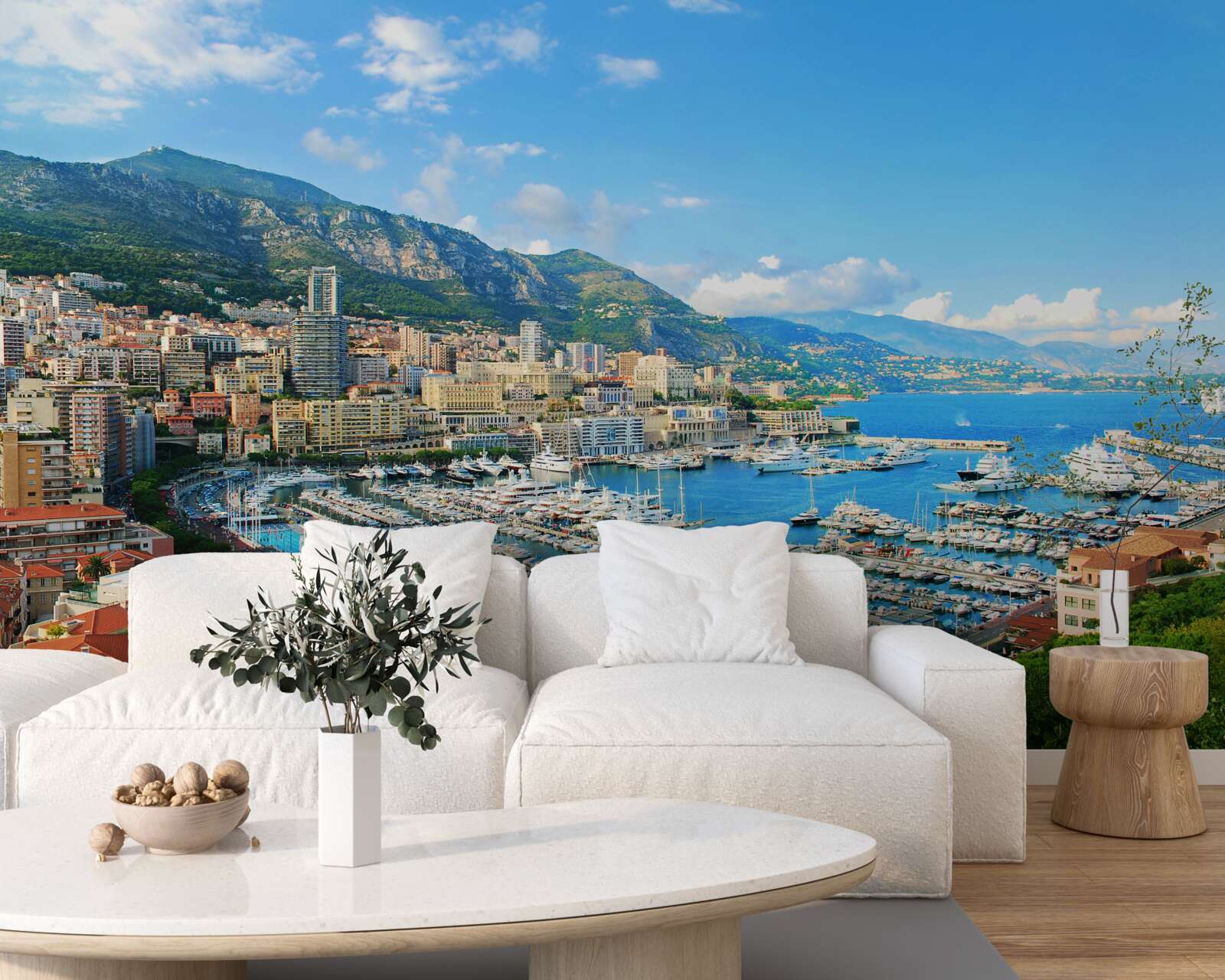 Papier peint Monaco est une baie où se rassemblent de nombreux yachts