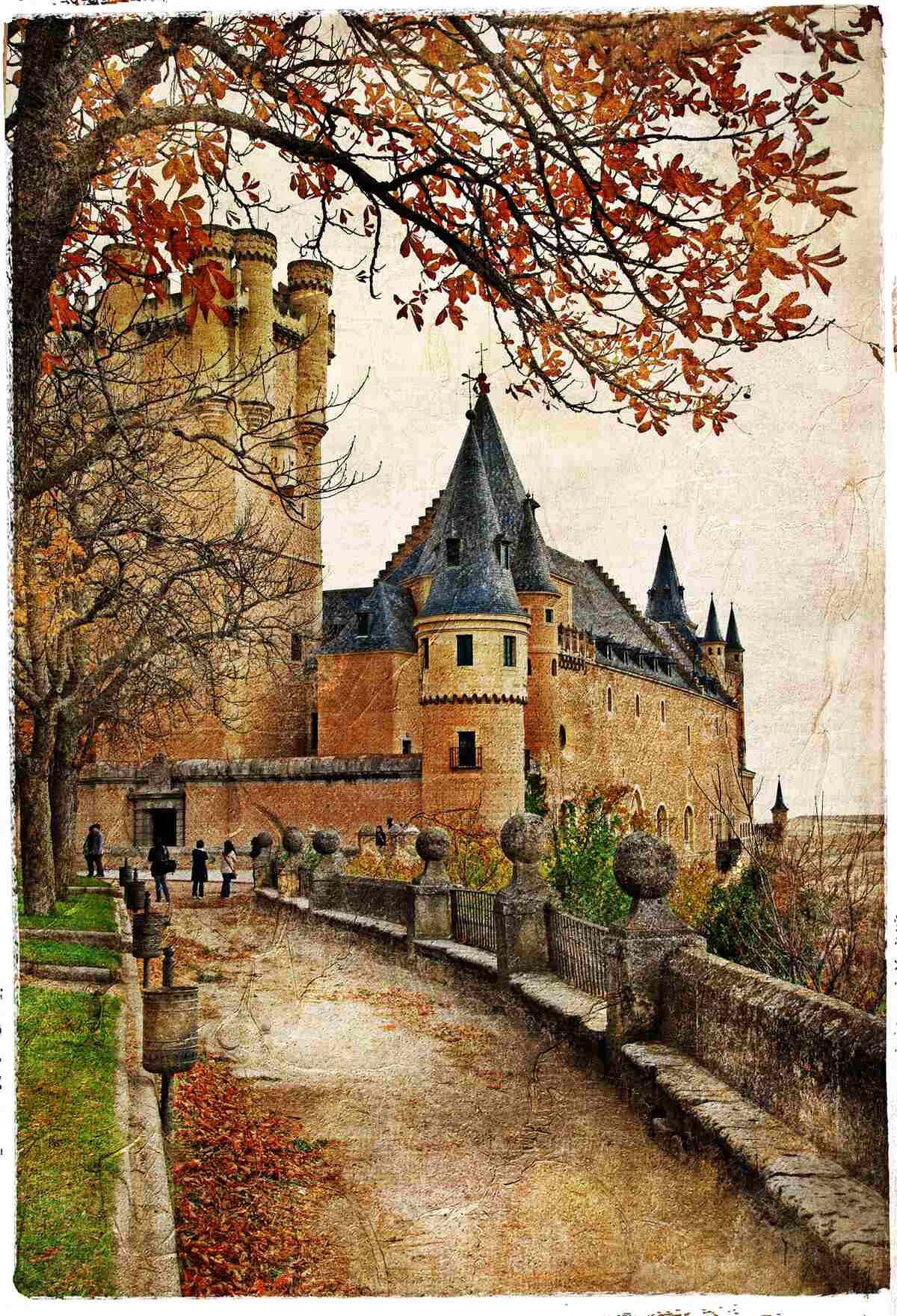 Papier peint Chemin de l'ancien château en automne