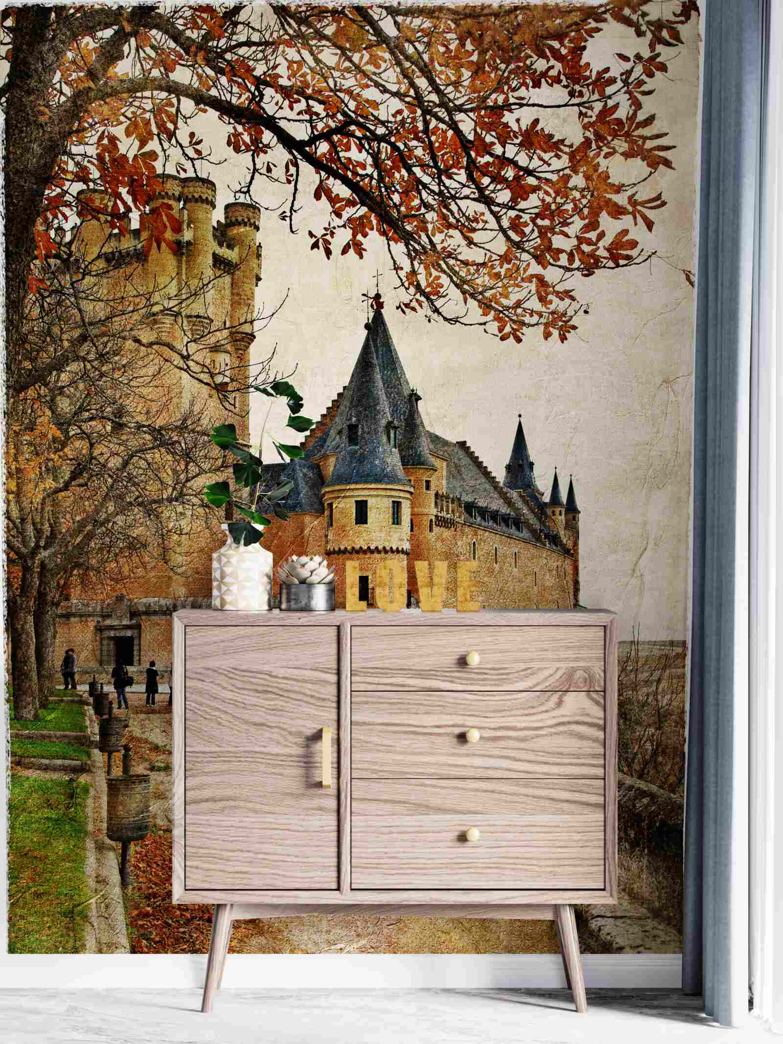 Papier peint Chemin de l'ancien château en automne