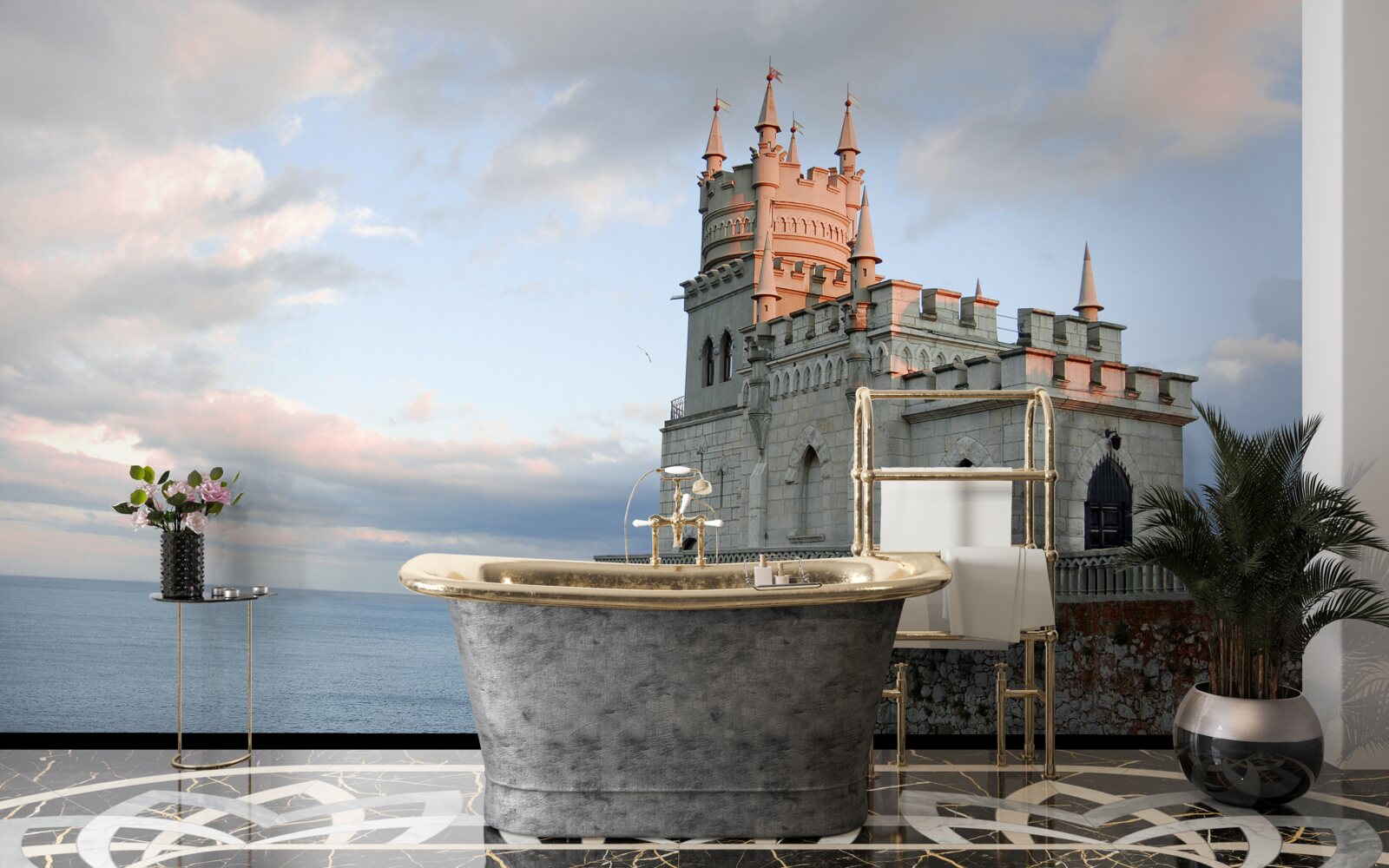 Papier peint nid d'hirondelles à l'aube