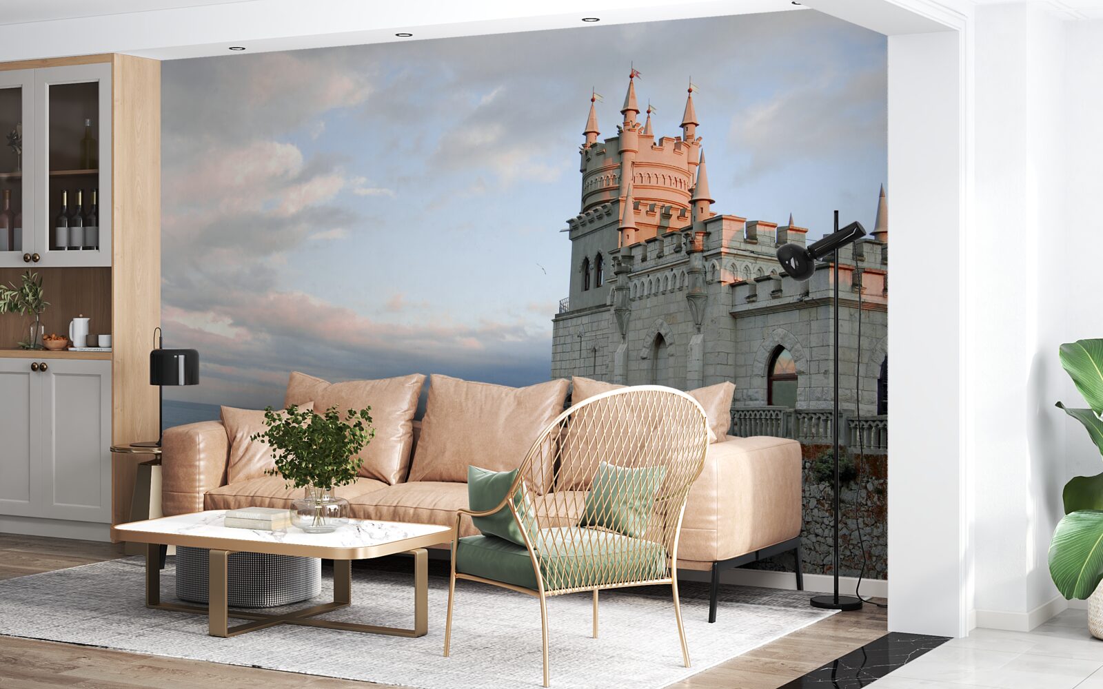 Papier peint nid d'hirondelles à l'aube