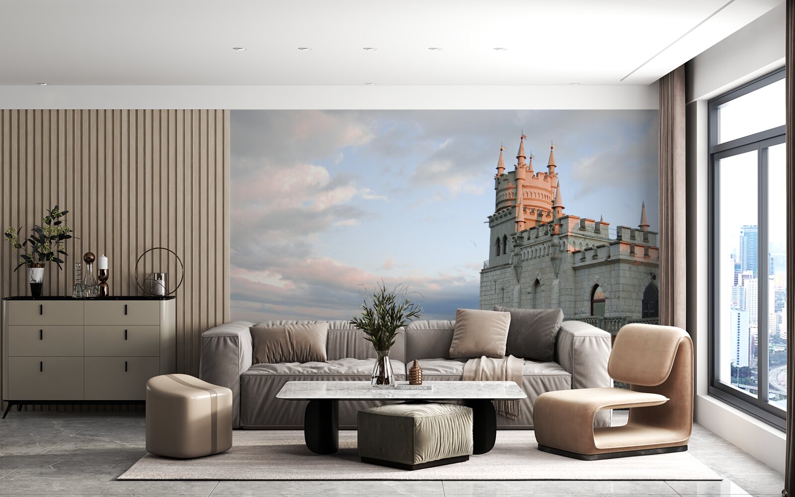 Papier peint nid d'hirondelles à l'aube