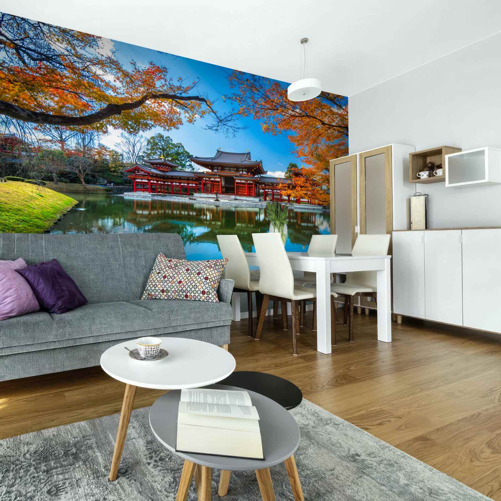 Papier peint reflet de l'automne dans un parc japonais