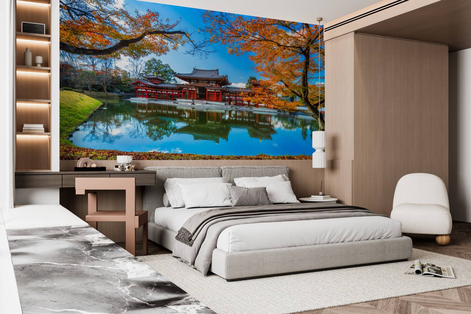 Papier peint reflet de l'automne dans un parc japonais
