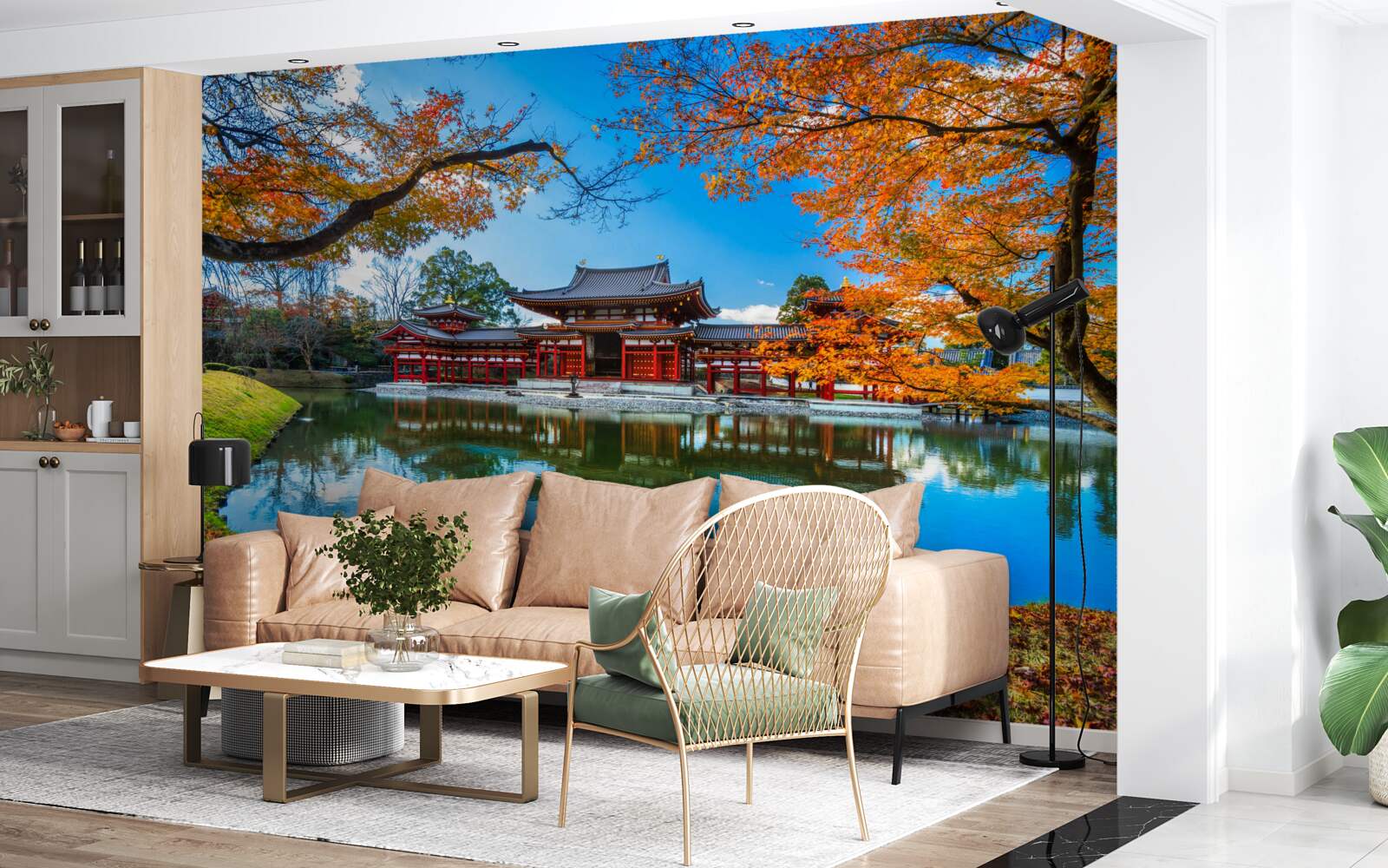 Papier peint reflet de l'automne dans un parc japonais