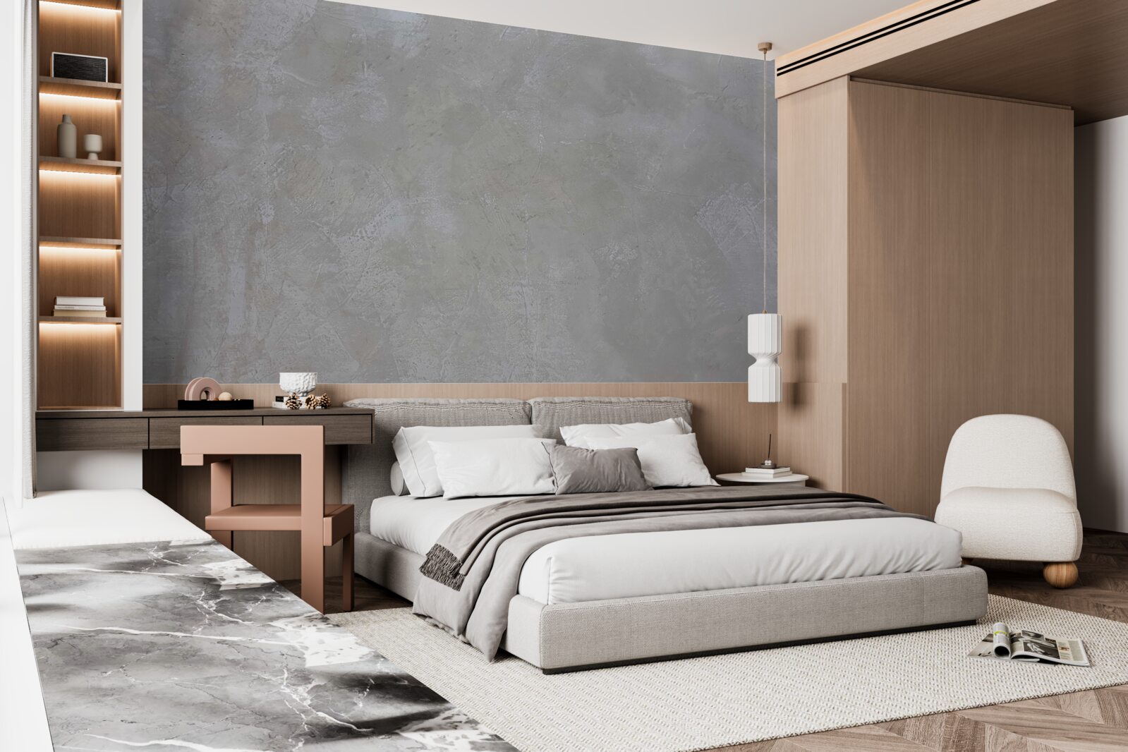 Papier peint fond gris argenté