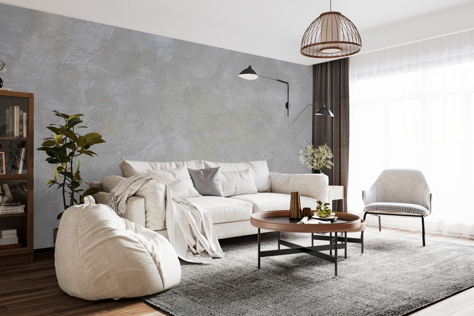 Papier peint fond gris argenté