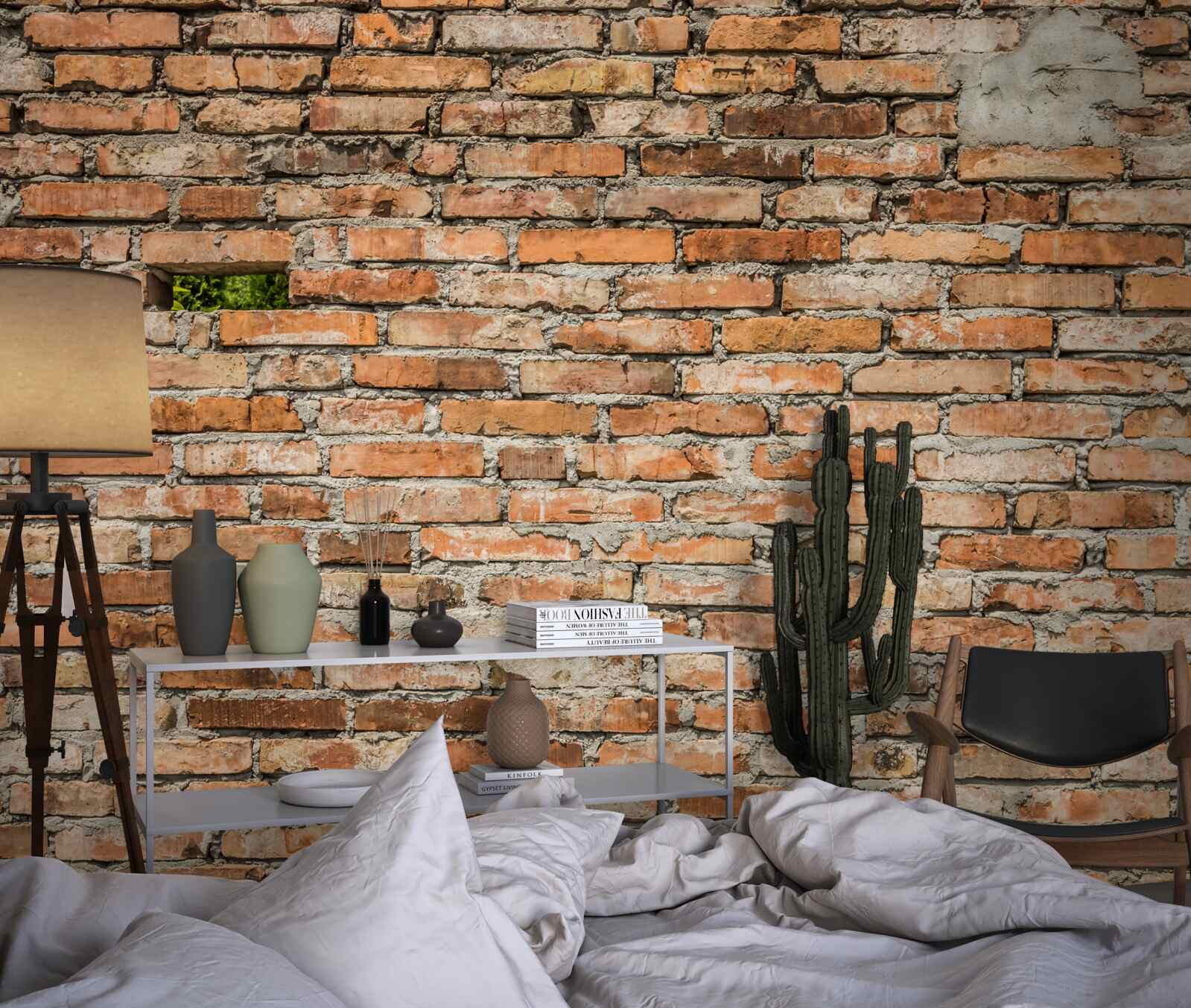 Papier peint Un mur dont les briques tombent et ont perdu leur fraîcheur