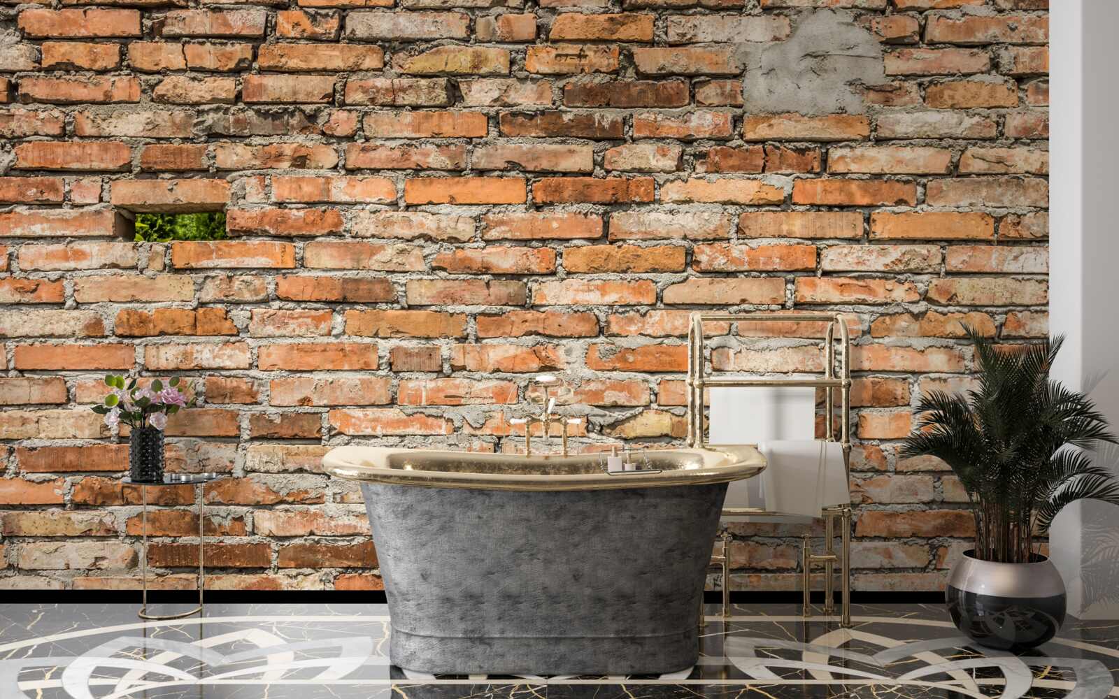 Papier peint Un mur dont les briques tombent et ont perdu leur fraîcheur